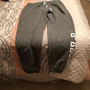 PINK logo grey joggers